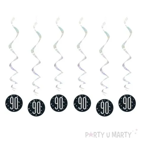 swiderki wiszace 90 urodziny glitz grochy czarne unique 6 szt
