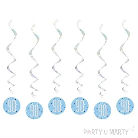 swiderki wiszace 90 urodziny glitz grochy niebieskie unique 6 szt