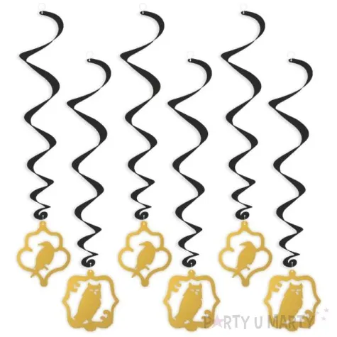 swiderki wiszace andrzejkowe medaliony czarno zlote 6 szt