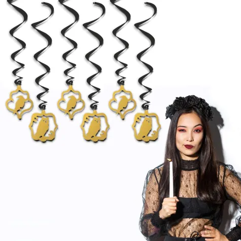 swiderki wiszace andrzejkowe medaliony czarno zlote 6 szt