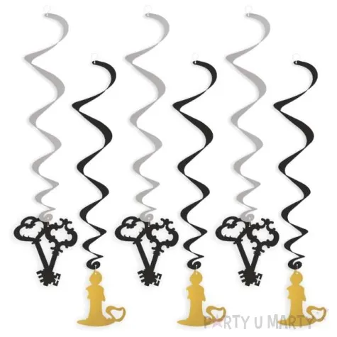 swiderki wiszace andrzejkowe wrozby czarno srebrno zlote 6 szt