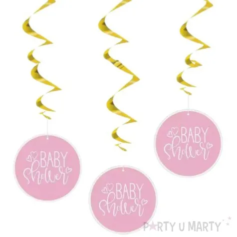 swiderki wiszace baby shower its a girl rozowe jasne unique 66 cm 3 szt