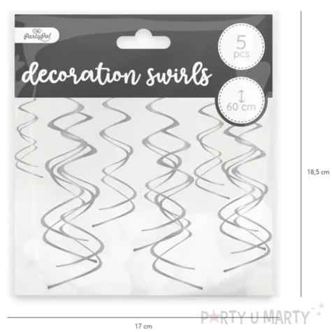 swiderki wiszace classic srebrne partypal 60 cm 5szt