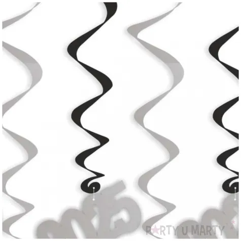 swiderki wiszace czas na nowy rok 2025 srebrno czarne 6 szt