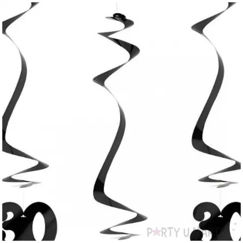 swiderki wiszace dekoracje do powieszenia na 30 urodziny kokardki czarne 50 cm 5 szt