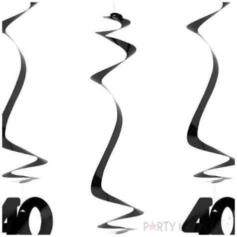 swiderki wiszace dekoracje do powieszenia na 40 urodziny kokardki czarne 50 cm 5 szt