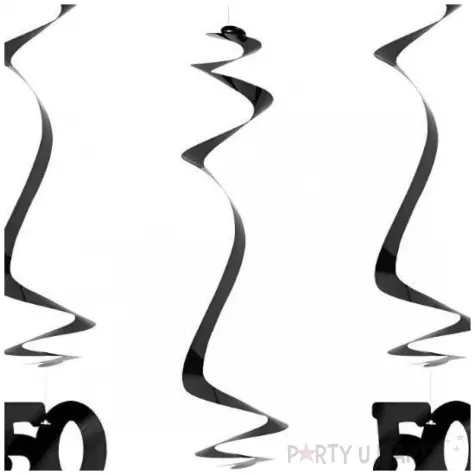 swiderki wiszace dekoracje do powieszenia na 50 urodziny kokardki czarne 50 cm 5 szt
