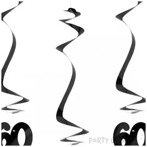 swiderki wiszace dekoracje do powieszenia na 60 urodziny kokardki czarne 50 cm 5 szt