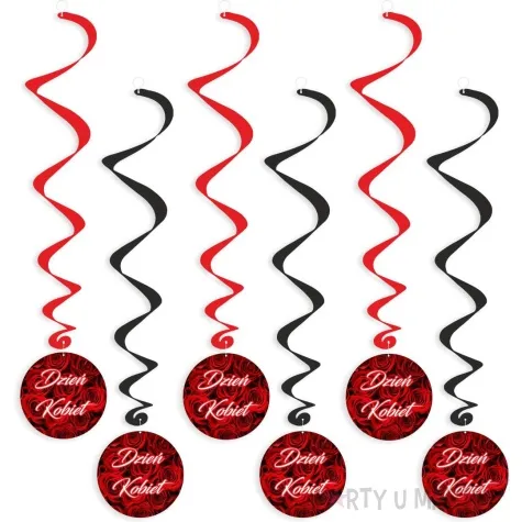 swiderki wiszace dzien kobiet czerwone roze 6 szt