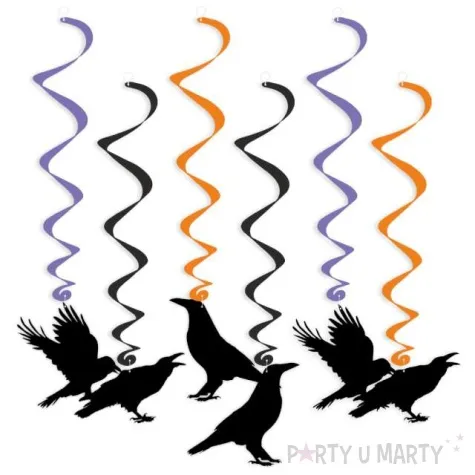 swiderki wiszace halloween kruki mix 6 szt