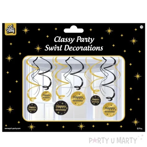 swiderki wiszace happy birthday classy party 12 szt pd party