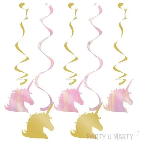 swiderki wiszace jednorozce rozowo zlote unique 99 cm 5 szt
