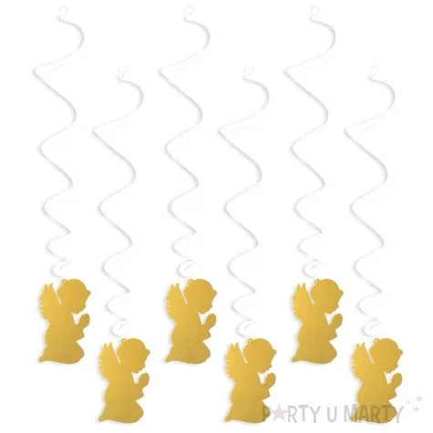 swiderki wiszace komunia sw aniolek bialo zlote 6 szt