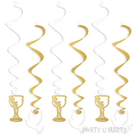 swiderki wiszace komunia sw kielich i golebica zlote 6 szt