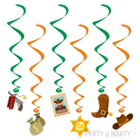 swiderki wiszace kowbojskie party mix 2 kolorowy 6 szt