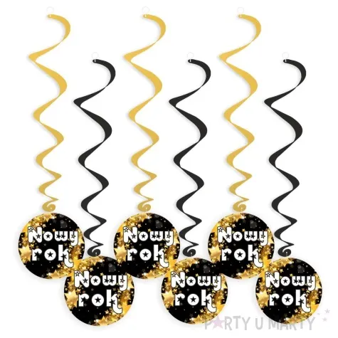 swiderki wiszace nowy rok pod gwiazdami zloto czarne 6 szt