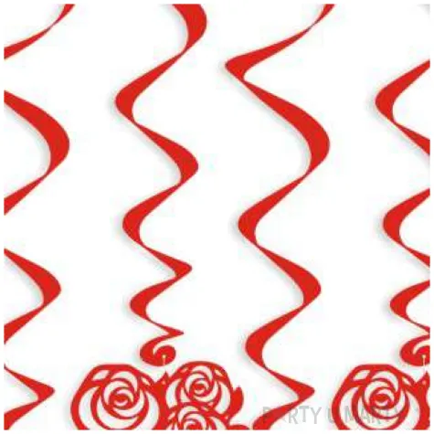 swiderki wiszace rose hearts czerwone 6 szt