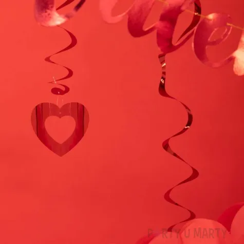 swiderki wiszace serca azurowe metaliczne czerwony partypal 5 szt