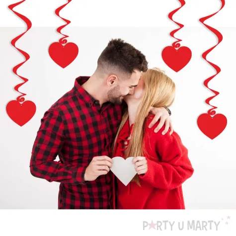 swiderki wiszace serca classic czerwone 6 szt