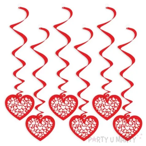 swiderki wiszace serca i serduszka czerwone 6 szt