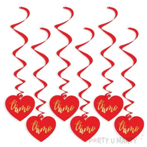 swiderki wiszace serca ti amo zloto czerwone 6 szt