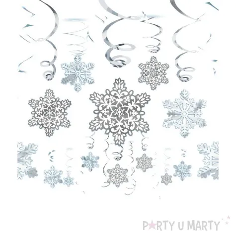 swiderki wiszace sniezynki bialo srebrny amscan 30 szt