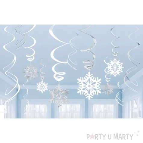 swiderki wiszace sniezynki bialy amscan 12 szt