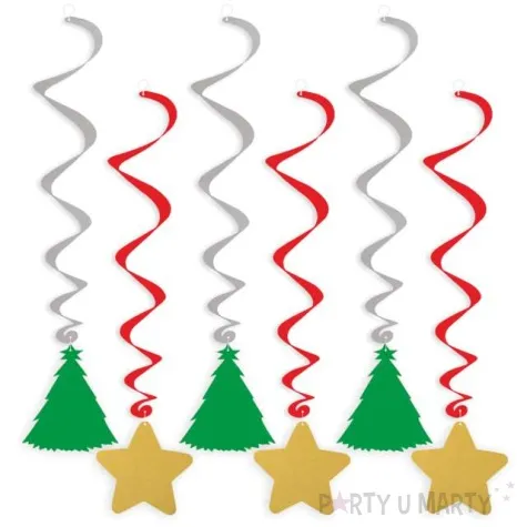 swiderki wiszace swiateczne gwiazdki zloto zielone 6 szt