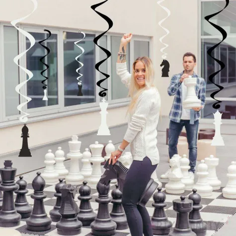 swiderki wiszace szachy czarno biale 6 szt