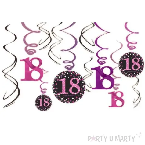 swiderki wiszace urodziny 18 pink celebration amscan 12 szt