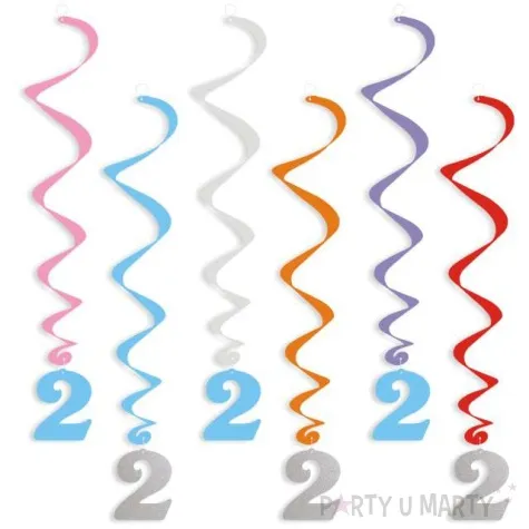 swiderki wiszace urodziny 2 srebrno blekitne 6 szt