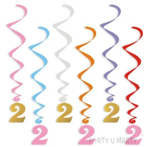 swiderki wiszace urodziny 2 zloto rozowe 6 szt