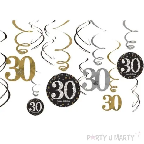 swiderki wiszace urodziny 30 gold celebration amscan 12 szt