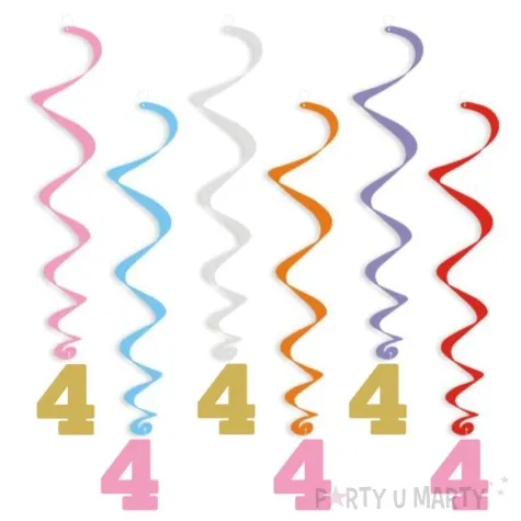 swiderki wiszace urodziny 4 zloto rozowe 6 szt