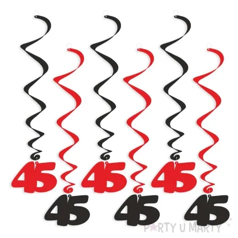 swiderki wiszace urodziny 45 czarno czerwone 6 szt