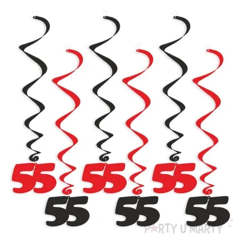 swiderki wiszace urodziny 55 czarno czerwone 6 szt