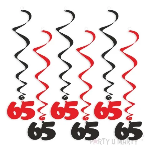 swiderki wiszace urodziny 65 czarno czerwone 6 szt