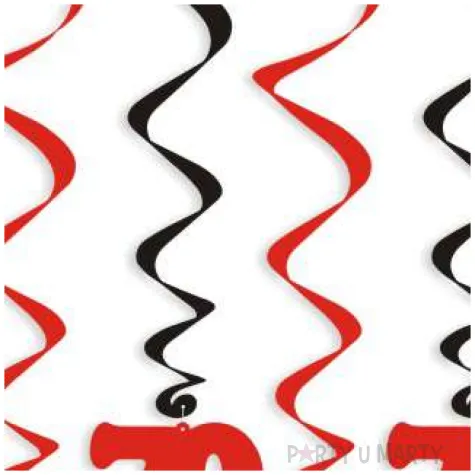 swiderki wiszace urodziny 70 czarno czerwone 6 szt