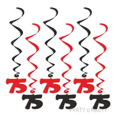 swiderki wiszace urodziny 75 czarno czerwone 6 szt