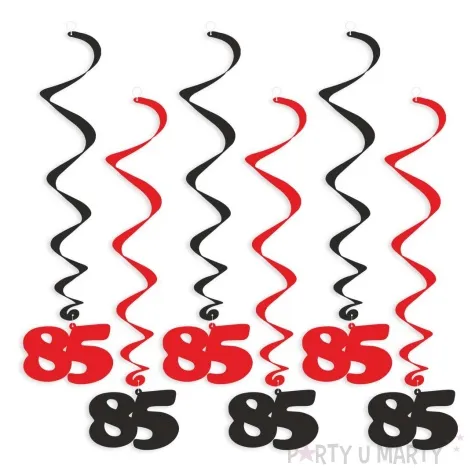swiderki wiszace urodziny 85 czarno czerwone 6 szt