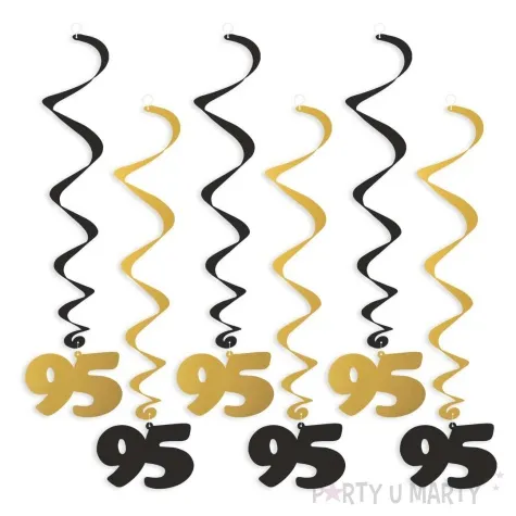 swiderki wiszace urodziny 95 czarno zlote 6 szt