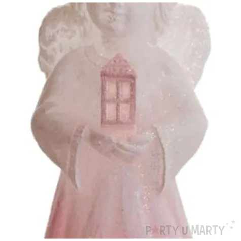 swieca aniolek betlejem z lampionem rozowy bartek candles 100 mm