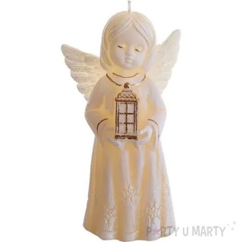 swieca aniolek betlejem z latarnia ecru bartek candles 170 mm