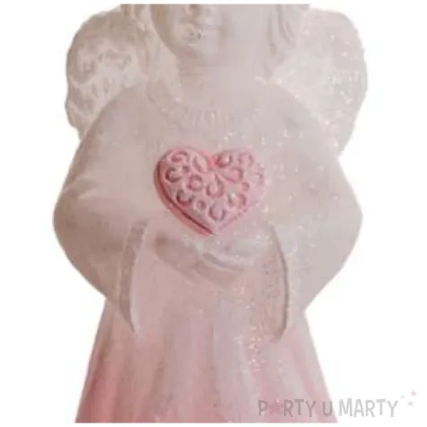 swieca aniolek betlejem z sercem rozowy bartek candles 100 mm