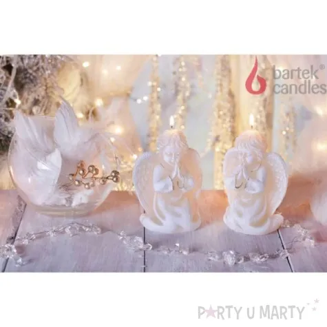 swieca aniolek modlacy sie bialy bartek candles 140 mm