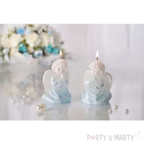 swieca aniolek rafael bialo blekitna bartek candles 85 mm