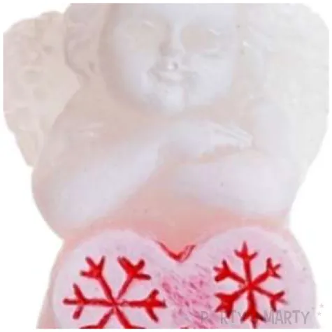 swieca aniolek swiateczny z sercem rozowo biala bartek candles 50 mm