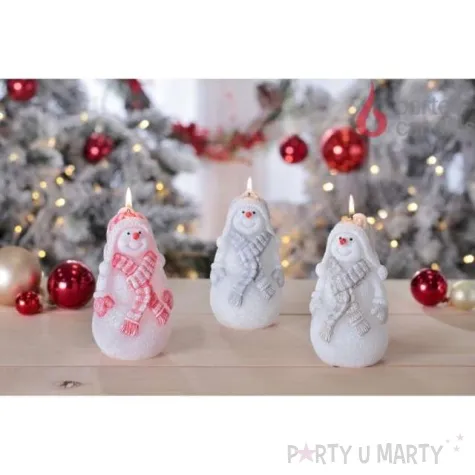 swieca balwanek w szaliku bialo czerwony bartek candles 130 mm