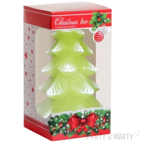 swieca choinka box zielona jasna bartek candles 80 150 mm