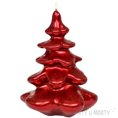 swieca choinka brokatowa czerwona adpal 120 80 mm